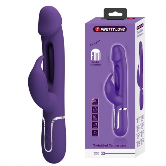 Сливовый вибратор-кролик с функцией фингеринга Kampas - 23,2 см. - Baile