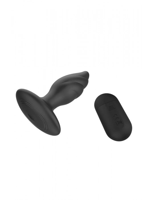 Черная анальная вибропробка Angelina Remote Rotating Plug - 14 см. - Dream Toys