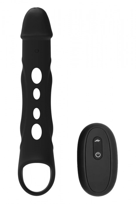 Черная насадка-удлинитель Vibrating Extender With Remote с вибрацией - Dream Toys - в Севастополе купить с доставкой