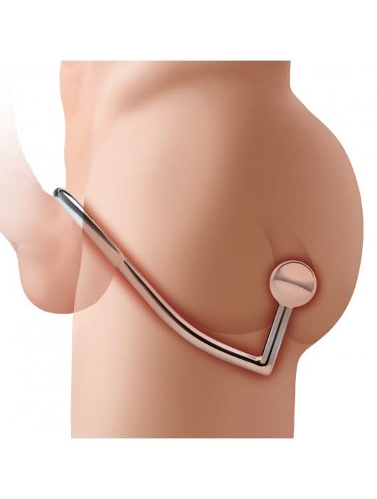 Кольцо на пенис с анальным стимулятором Stainless Steel Anal Hook   Cock Ring - BlueLine - в Севастополе купить с доставкой