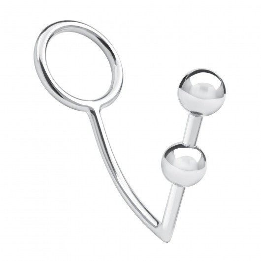 Кольцо на пенис с анальным стимулятором Two Bead Stainless Steel Anal Hook   Cock Ring - BlueLine - в Севастополе купить с доставкой