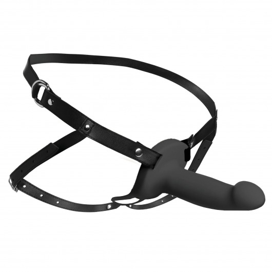 Черный полый страпон с вибрацией 2’’ Erection 28X Smooth Vibrating Silicone Penis Sheath - XR Brands - купить с доставкой в Севастополе