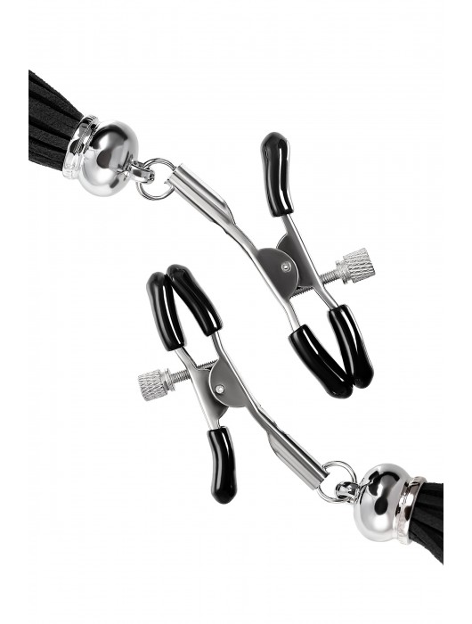 Зажимы на соски «Прищепки» с черными кисточками из замши - Pecado - купить с доставкой в Севастополе