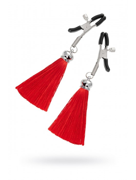 Зажимы на соски «Прищепки» с красными кисточками из шелка - Pecado - купить с доставкой в Севастополе