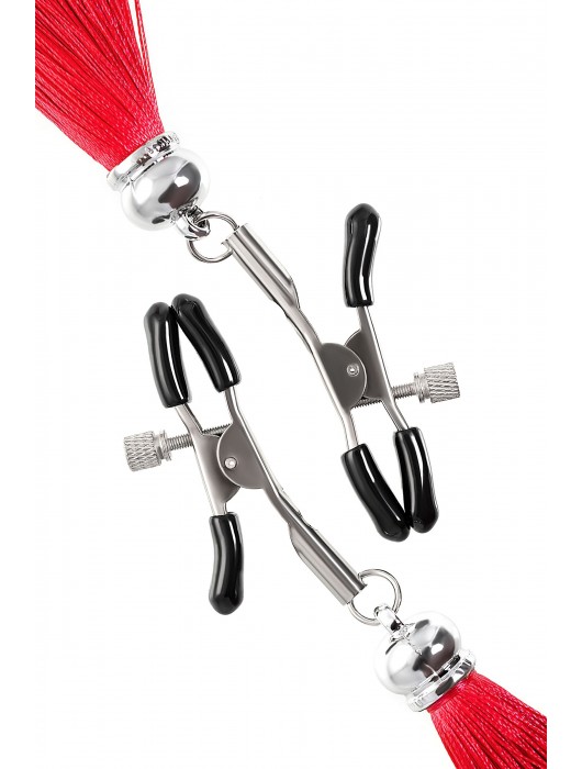 Зажимы на соски «Прищепки» с красными кисточками из шелка - Pecado - купить с доставкой в Севастополе