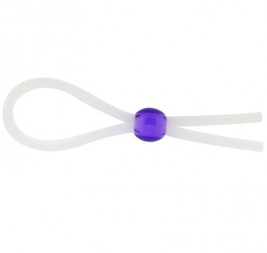 Прозрачное лассо с фиолетовой бусиной SILICONE COCK RING WITH BEAD LAVENDER - NMC - в Севастополе купить с доставкой