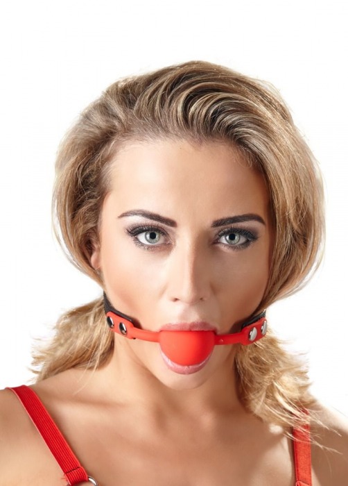 Силиконовый кляп-шар на чёрных ремешках Red Gag silicone - Orion - купить с доставкой в Севастополе