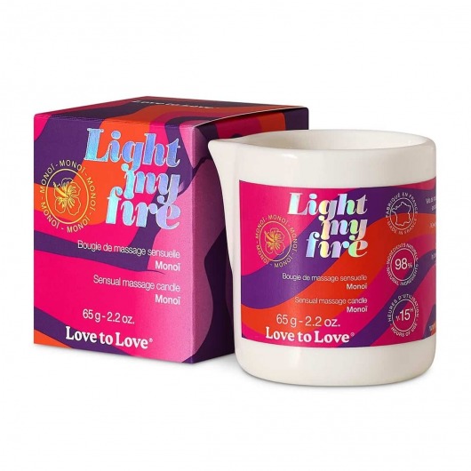 Массажная свеча Light My Fire с ароматом моной - 80 мл. - Love to Love - купить с доставкой в Севастополе