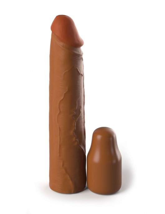 Коричневая насадка на член 2  Silicone X-tension - 20,3 см. - Pipedream - в Севастополе купить с доставкой