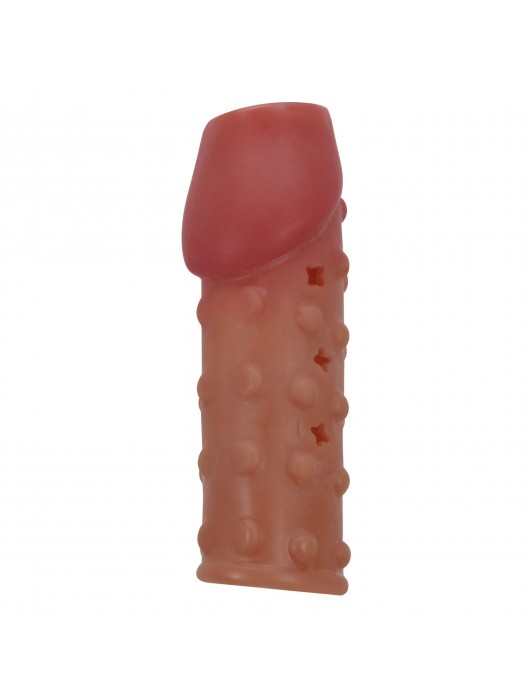 Телесная открытая насадка на пенис с бугорками - 19,8 см. - Baile - в Севастополе купить с доставкой