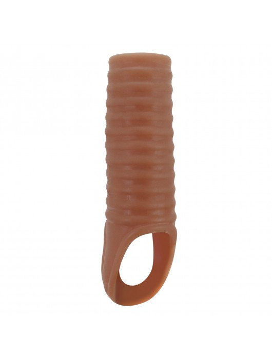 Телесная насадка на пенис с ребрышками и подхватом мошонки - Baile - в Севастополе купить с доставкой