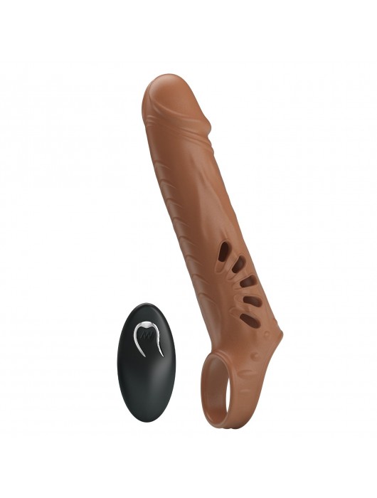 Коричневая вибронасадка с подхватом мошонки и пультом ДУ - Baile - в Севастополе купить с доставкой