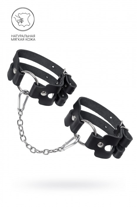Черные кожаные оковы из двух ремешков - Pecado - купить с доставкой в Севастополе