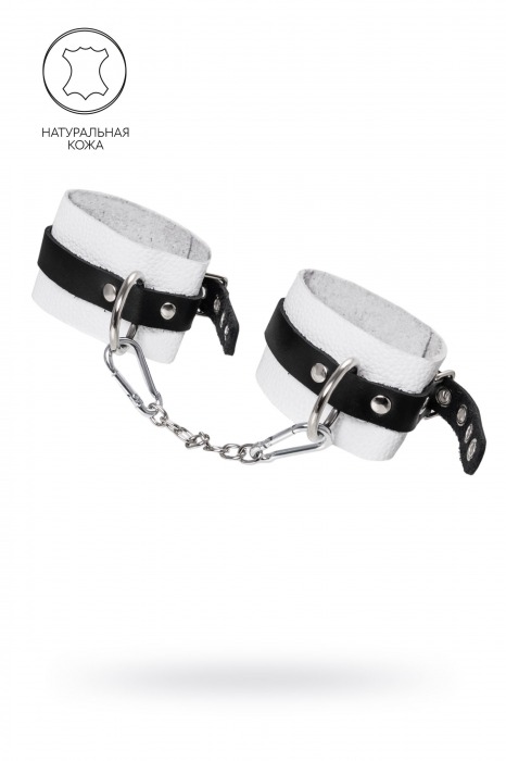 Бело-черные мягкие оковы с одним ремешком и люверсами - Pecado - купить с доставкой в Севастополе