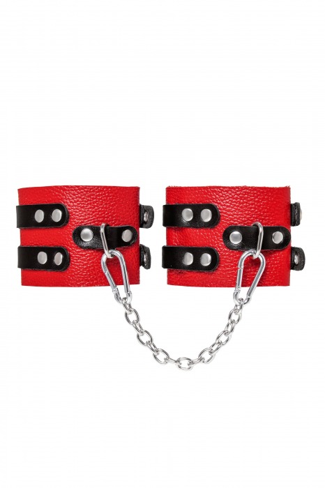 Красно-черные мягкие оковы с двумя ремешками с люверсами - Pecado - купить с доставкой в Севастополе