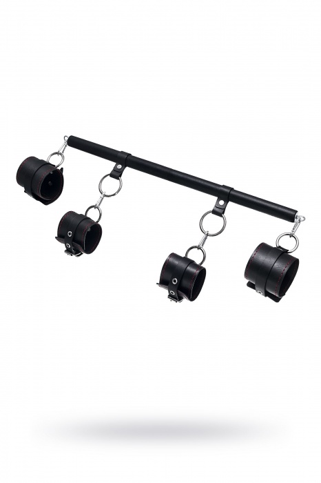 Черная распорка с 4 манжетами для рук и ног - Pecado - купить с доставкой в Севастополе