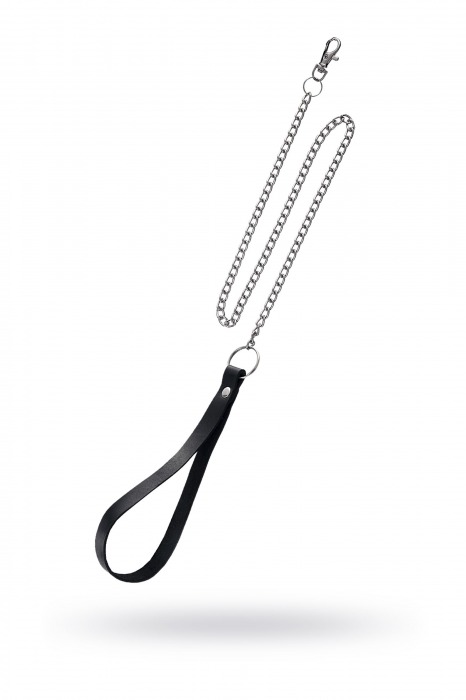 Поводок с ручкой из черной натуральной кожи и карабином для ошейника - Pecado - купить с доставкой в Севастополе