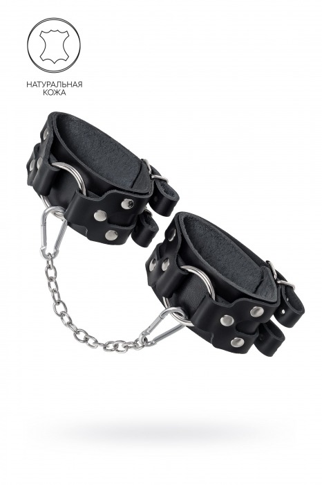 Черные кожаные оковы с двумя ремешками - Pecado - купить с доставкой в Севастополе
