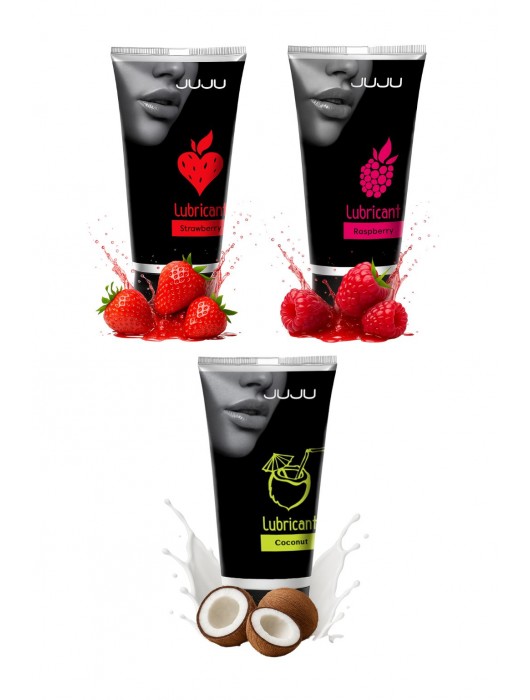 Набор из 3 съедобных лубрикантов JUJU (клубника, малина, кокос) - JuJu - купить с доставкой в Севастополе