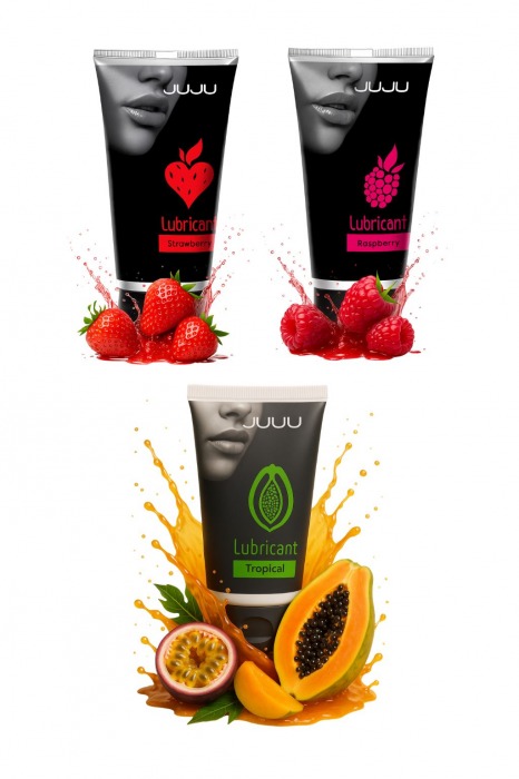Набор из 3 съедобных лубрикантов JUJU (клубника, малина, тропические фрукты) - JuJu - купить с доставкой в Севастополе