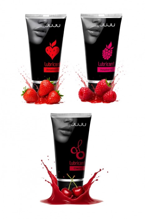 Набор из 3 съедобных лубрикантов JUJU (клубника, малина, вишня) - JuJu - купить с доставкой в Севастополе