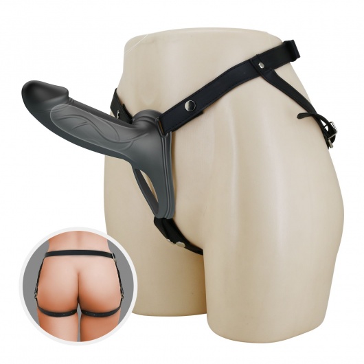 Черный полый мужской страпон London - 16,8 см. - Baile - купить с доставкой в Севастополе