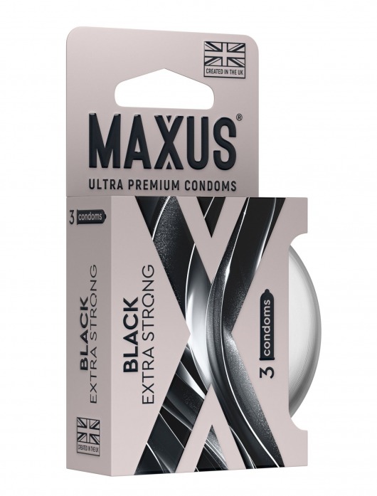 Черные утолщенные презервативы MAXUS Extra Strong с железным кейсом - 3 шт. - Maxus - купить с доставкой в Севастополе