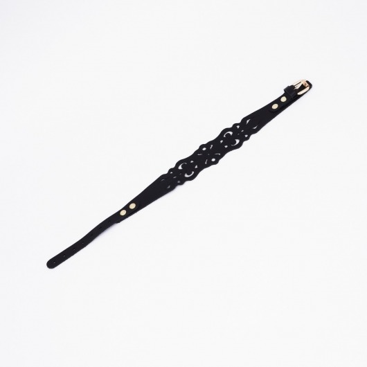 Черный ажурный чокер с золотистой фурнитурой - Crazy Handmade - купить с доставкой в Севастополе