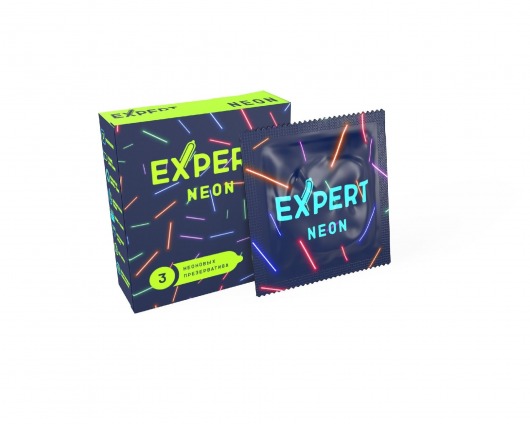 Светящиеся в темноте презервативы Expert Neon - 3 шт. - Expert - купить с доставкой в Севастополе