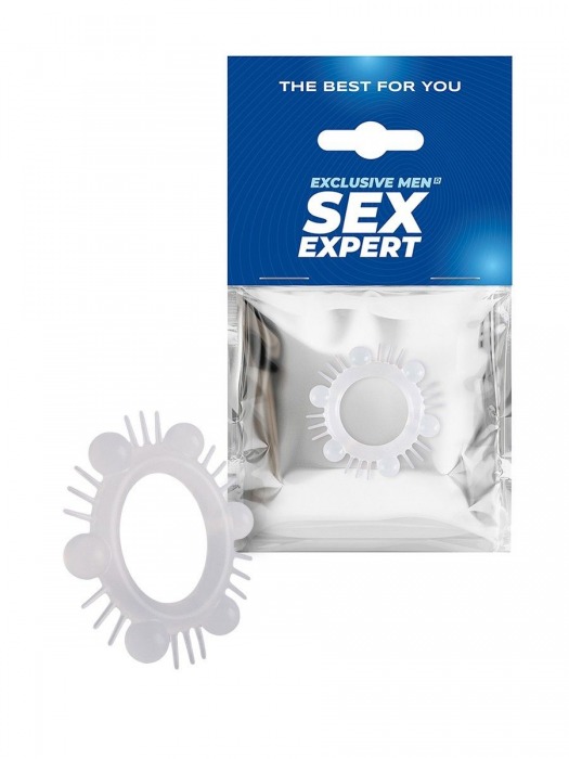 Эластичное эрекционное кольцо с шипиками и шариками - Sex Expert - в Севастополе купить с доставкой