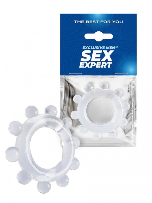Прозрачное эрекционное кольцо со стимулирующими шариками - Sex Expert - в Севастополе купить с доставкой