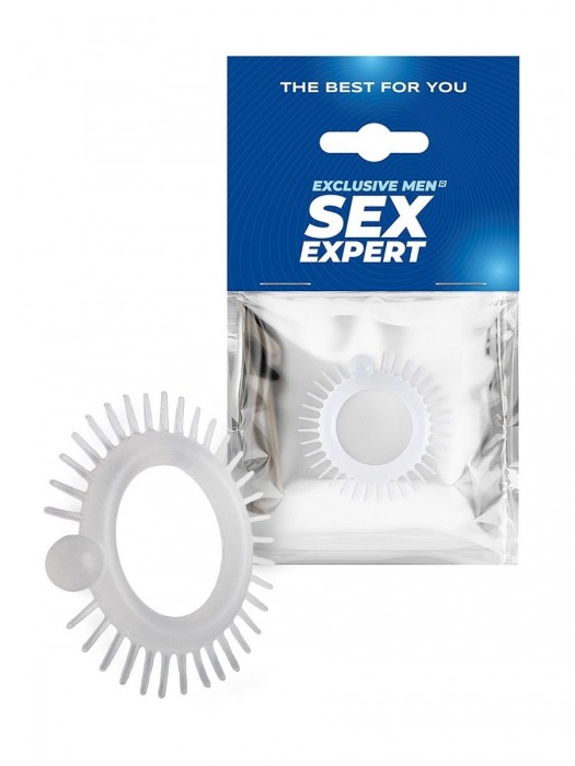 Эластичное эрекционное кольцо с шипиками и шариком - Sex Expert - в Севастополе купить с доставкой
