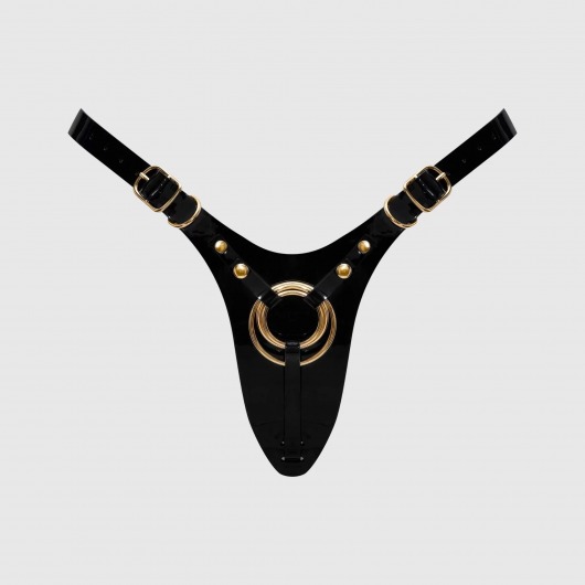 Черный пояс для фиксации насадок Strap-On-Me Leatherette Harness Fabulous - Strap-on-me - купить с доставкой в Севастополе