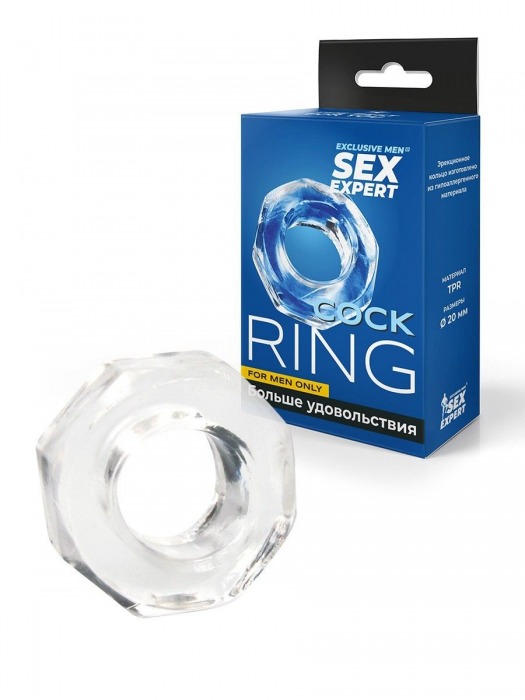 Прозрачное эрекционное кольцо в форме гайки - Sex Expert - в Севастополе купить с доставкой
