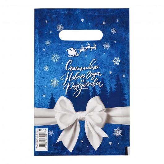 Сине-белый подарочный новогодний пакет с вырубной ручкой (20х30 см) - Сима-Ленд - купить с доставкой в Севастополе