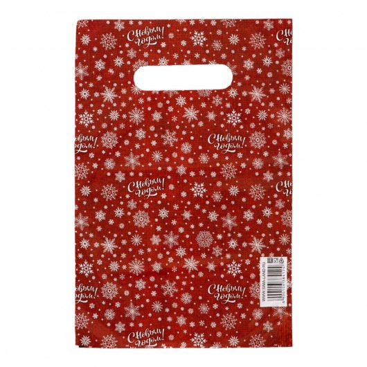 Красный подарочный новогодний пакет с вырубной ручкой (20х30 см) - Сима-Ленд - купить с доставкой в Севастополе