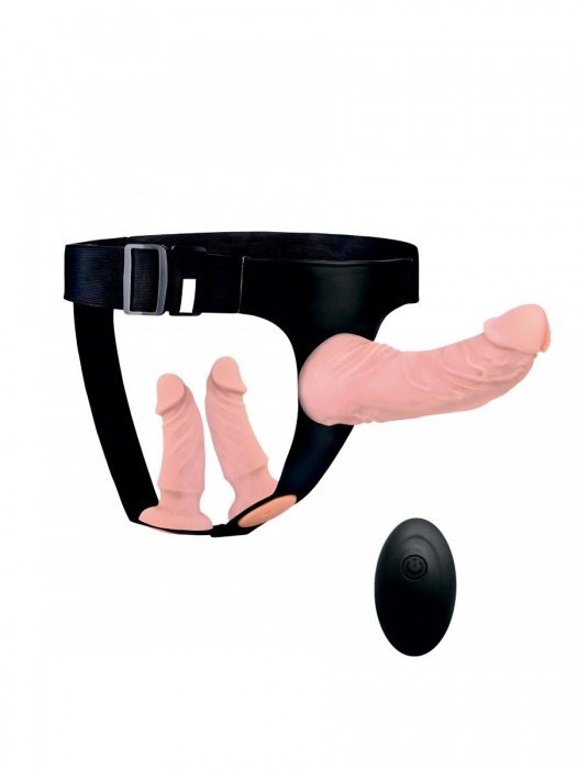 Женский страпон с 3 насадками и вибрацией - Erowoman-Eroman - купить с доставкой в Севастополе