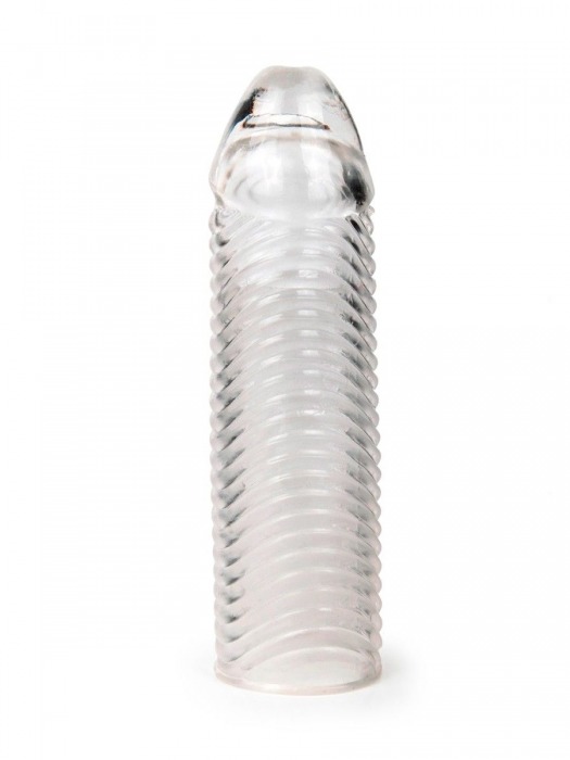 Прозрачная закрытая насадка на пенис с ребрышками - 16 см. - Sex Expert - в Севастополе купить с доставкой