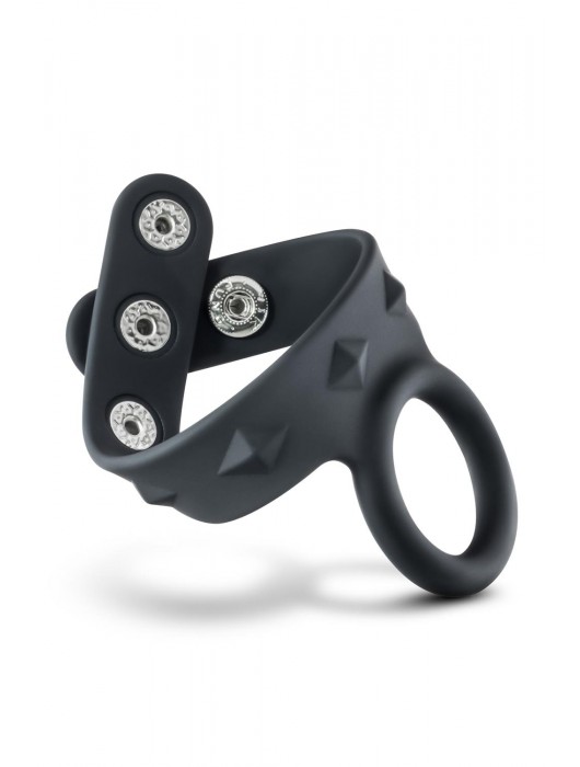 Черное эрекционное кольцо с подхватом мошонки на кнопках VS6 - Blush Novelties - в Севастополе купить с доставкой
