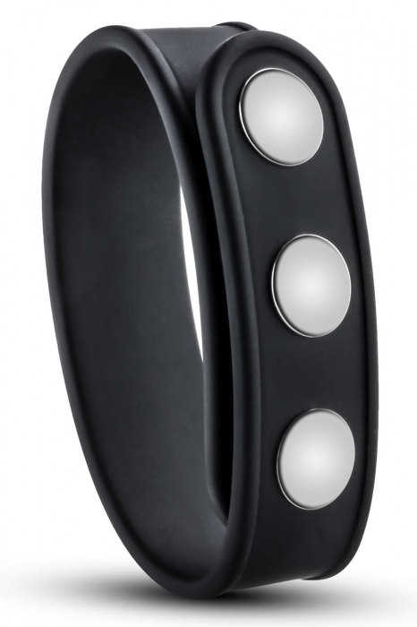 Черное эрекционное кольцо на кнопках - Blush Novelties - в Севастополе купить с доставкой
