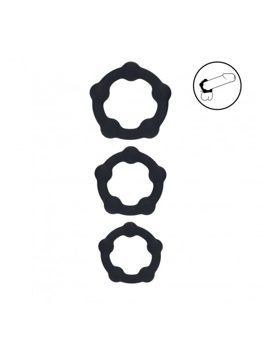 Набор из 3 эрекционных колец Beaded Silicone Cockring Set - Shots Media BV - в Севастополе купить с доставкой