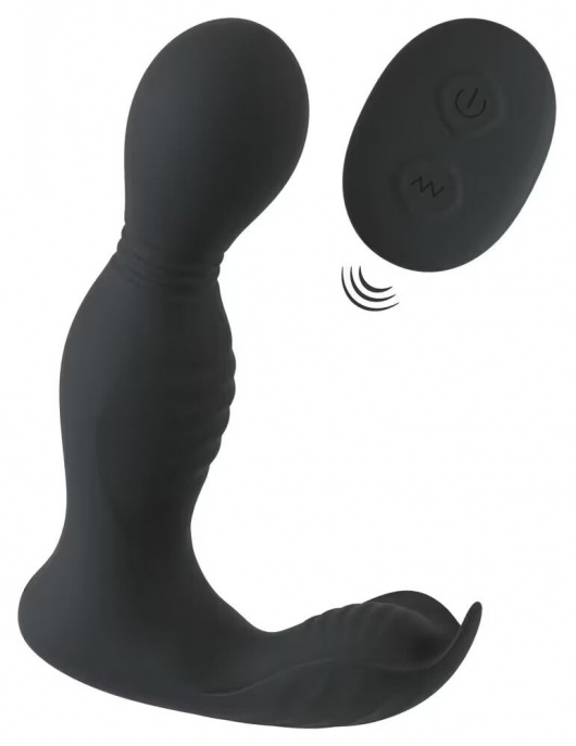 Черная анальная пробка с вибрацией, вращением и пультом ДУ RC Butt Plug with 2 Functions - Orion - в Севастополе купить с доставкой