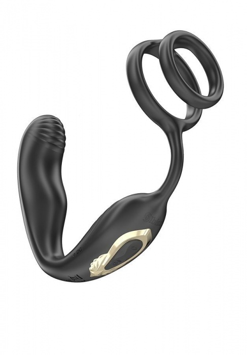 Черная анальная пробка с вращением и эрекционными кольцами - Ibiza - в Севастополе купить с доставкой