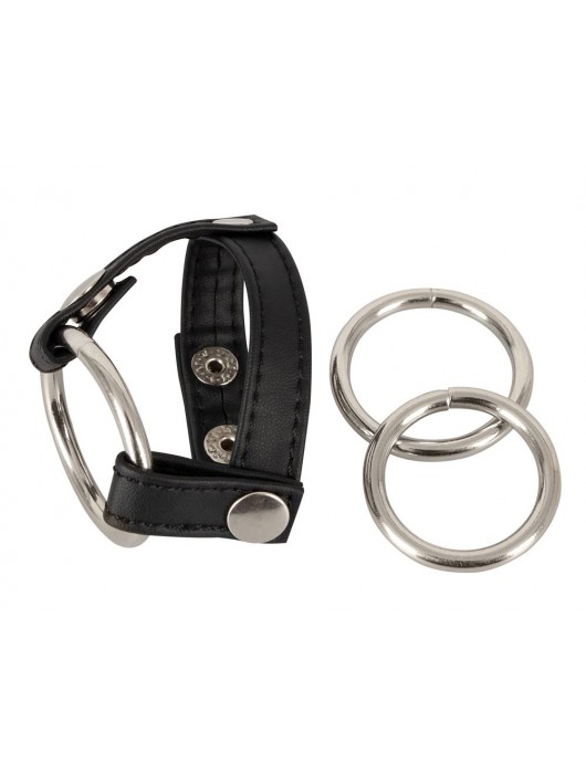 Подхват для мошонки с 3 съемными эрекционными кольцами Leder-Riemen - Orion - в Севастополе купить с доставкой