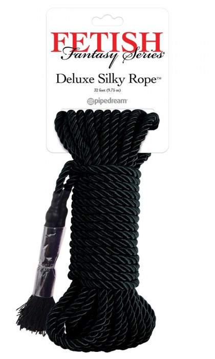 Черная веревка для фиксации Deluxe Silky Rope - 9,75 м. - Pipedream - купить с доставкой в Севастополе