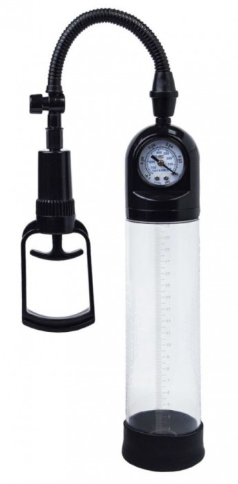 Чёрная вакуумная помпа A-toys с манометром и прозрачной колбой - A-toys - в Севастополе купить с доставкой