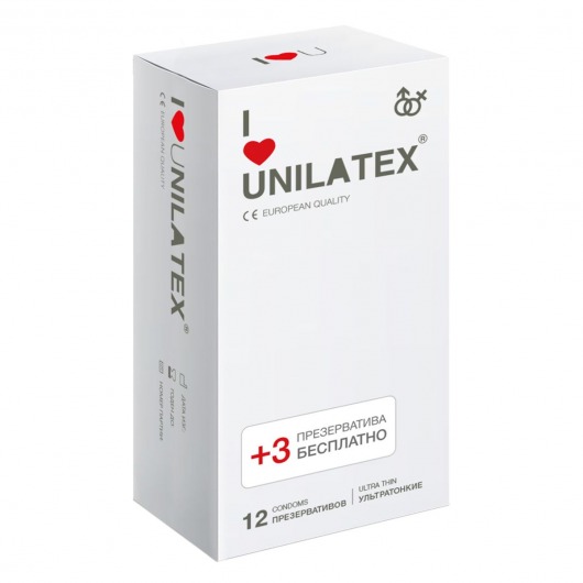 Ультратонкие презервативы Unilatex Ultra Thin - 12 шт. + 3 шт. в подарок - Unilatex - купить с доставкой в Севастополе