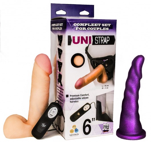 Вибрострапон с двумя насадками UniStrap - 18 и 18 см. - LOVETOY (А-Полимер) - купить с доставкой в Севастополе