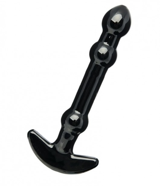 Элегантный чёрный анальный стимулятор с шариками на стволе - 15,5 см. - Sexus