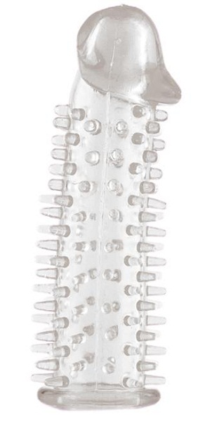 Прозрачная насадка на половой член с закрытой головкой и шипами - 12,5 см. - Toyfa Basic - в Севастополе купить с доставкой